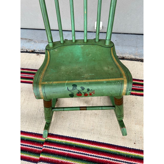 Antique Pennsylvania Paint Decorated Plank Seat Farmhouse Rocking Chair, 1850’s For Sale - Image 11 of 12