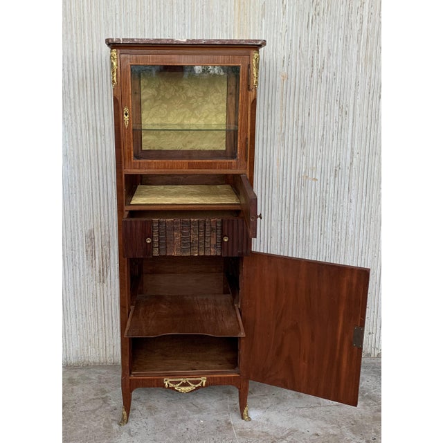 French Late 20th Century Louis XVI Period Mounted Cabinet Vitrine For Sale - Image 4 of 10