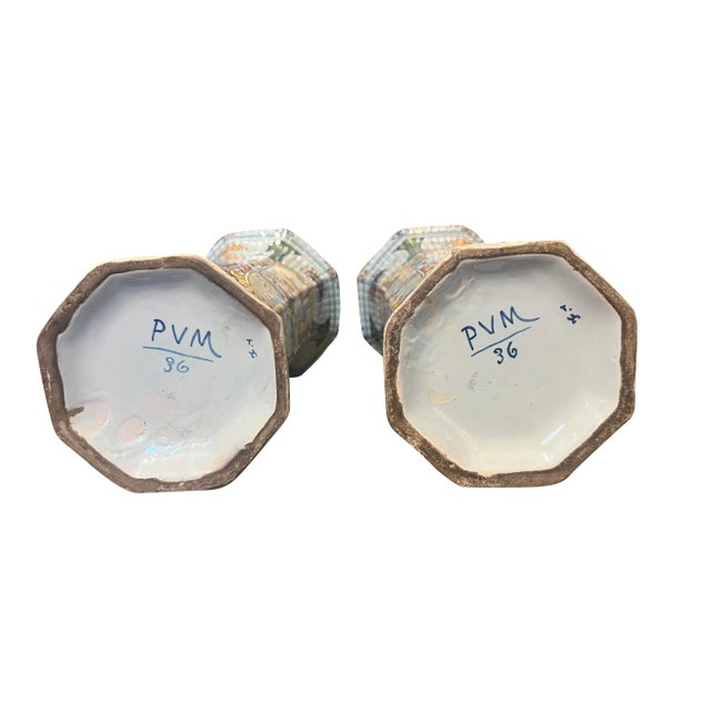 Traditional Delft Polychrome Vases - a Pair For Sale - Image 3 of 12