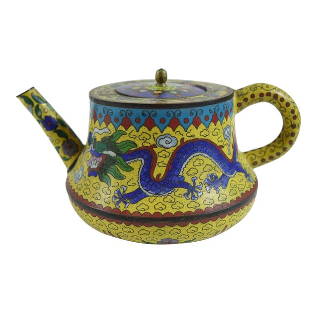Antique Chinese Cloisonne Decorative Tea Pot For Sale