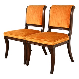 Kittinger Regency Carved Mahogany Side Chairs or Dining Chairs, Pair For Sale