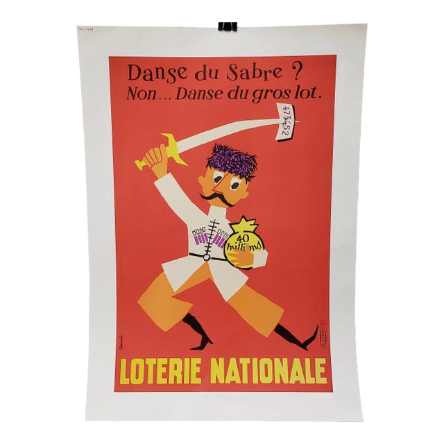 French National Lottery "Jackpot Dance" Lithograph Poster C.1957 For Sale