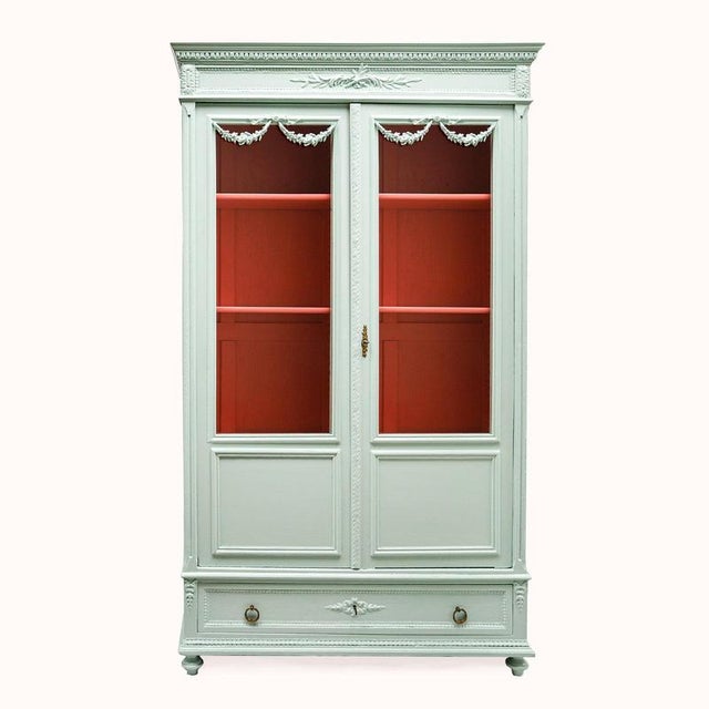 Louis XVI Style Mint Green Showcase Vitrine For Sale - Image 12 of 12