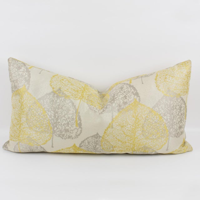 Silver Silver Gray and Yellow Damask Throw Pillows, a pair For Sale - Image 8 of 10