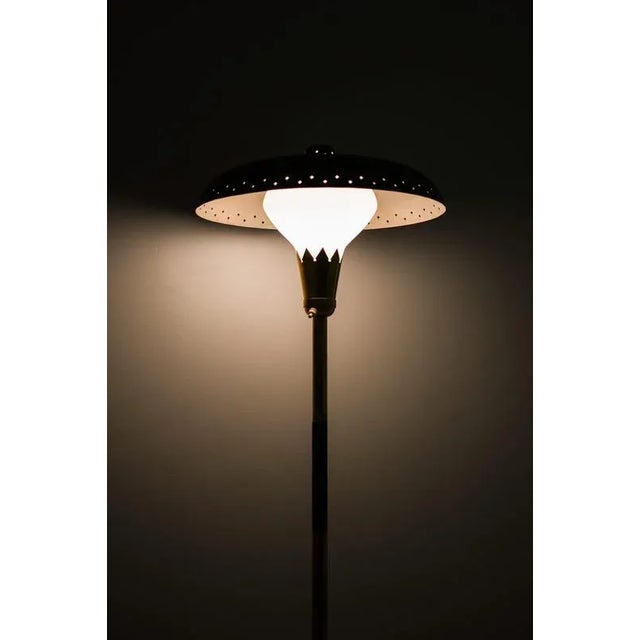 1950s Vintage Floor Lamp in Opaline Glass and Lacquered Metal, 1950s For Sale - Image 5 of 11