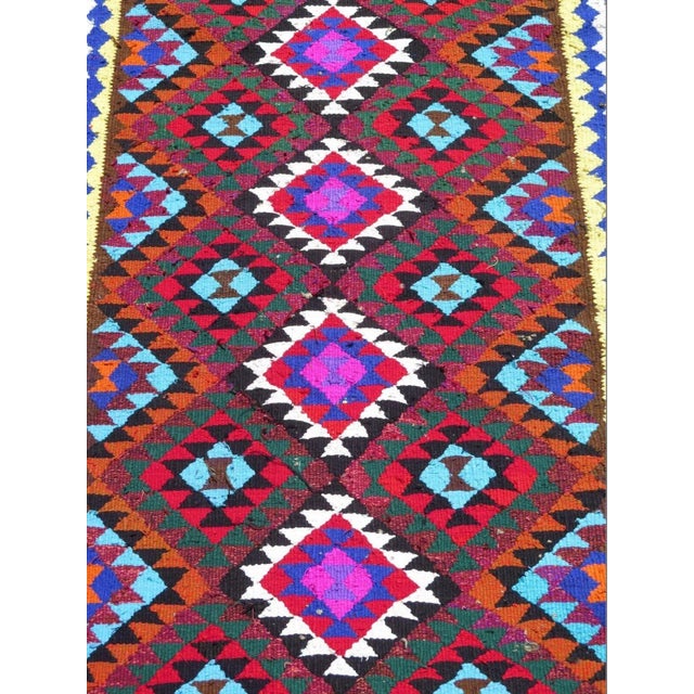 1970's Handmade Turkish Kilim Runner - 36"x130" For Sale In Raleigh - Image 6 of 13