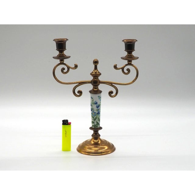 Gustavian Style Brass and Porcelain Candleholders from Skultuna, Sweden, 1981, Set of 2 For Sale - Image 10 of 11