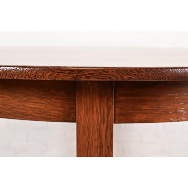 Brown Stickley Brothers Antique Mission Oak Arts & Crafts Round Dining Table, Newly Refinished For Sale - Image 8 of 10