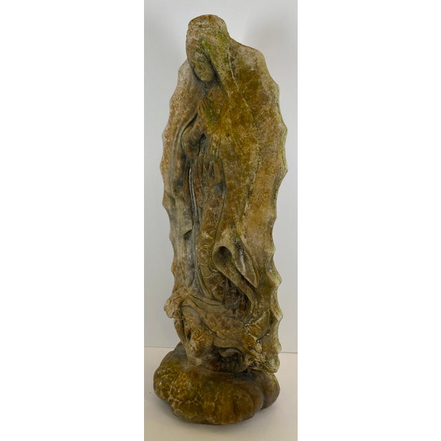 Early 20th Century French Madonna & Child Cast Stone Garden Sculpture, Devotional Figure W/Serpent For Sale - Image 5 of 9