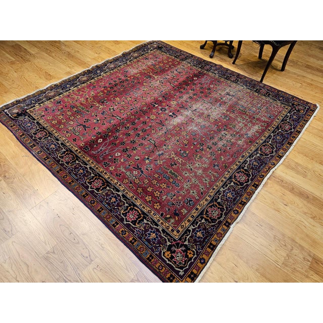 19th Century Indian Agra Rug, Wool Pile, Allover Floral Design, Square, 7' x 7' For Sale - Image 13 of 13