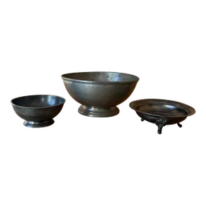 Antique English & American Pewter Bowls - Set of 3