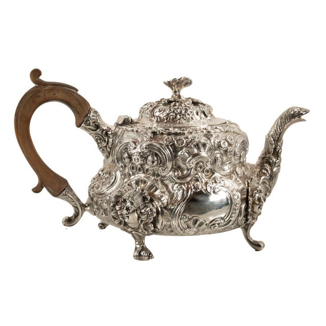 Antique George III Sterling Silver Rococo Teapot London John Wakefield 1819 For Sale - Image 16 of 16