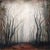 Caligo Vespera by Kierstin Young | Oil on aluminum panel Foggy forest with bare trees For Sale