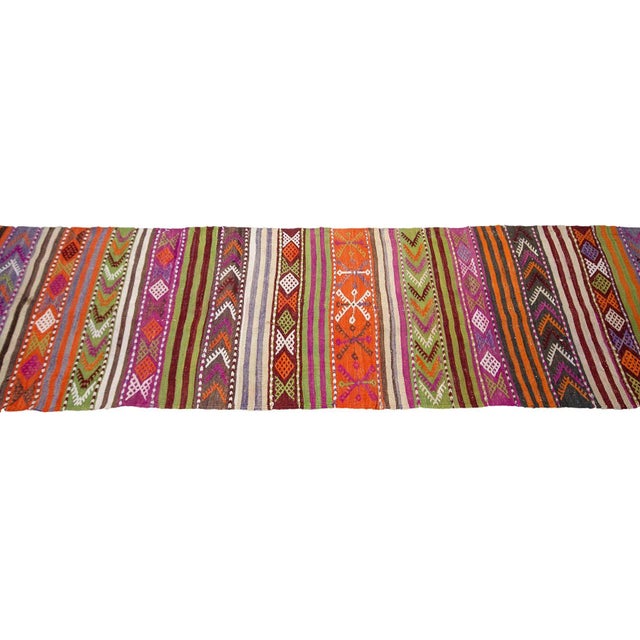 Vintage Colorful Turkish Kilim Runner For Sale - Image 4 of 7