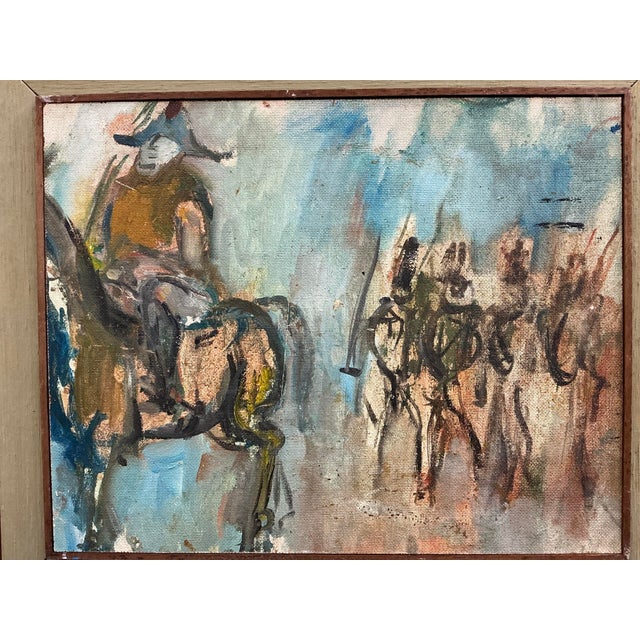 1968 Vintage Oil on Board Expressionist Painting of Napoleon and His Soldiers by Alex Portner For Sale - Image 4 of 12