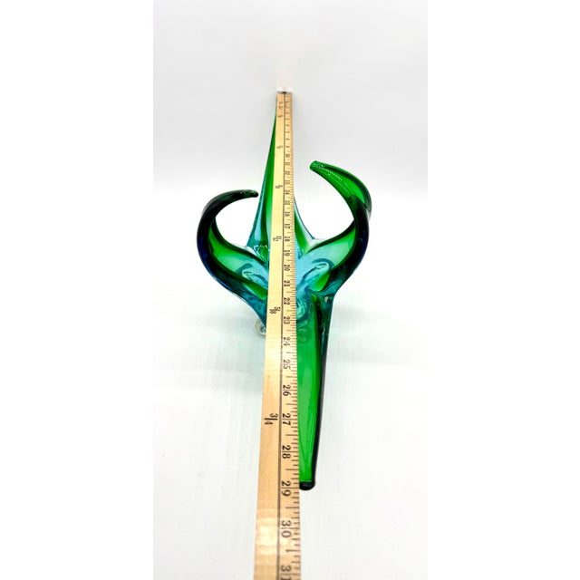 Monumental Canadian Chalet Mid-Century Art Glass Stretch Sculpture, Green & Blue, 29" For Sale In New York - Image 6 of 9