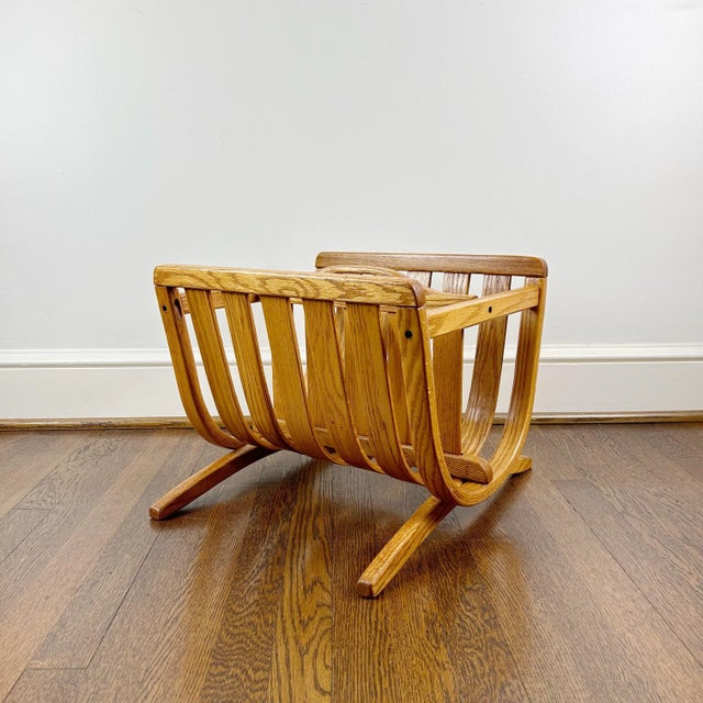 Wood Mid 20th Century Vintage Mid Century Modern Bentwood Honey Oak Magazine / Periodical Rack For Sale - Image 7 of 9