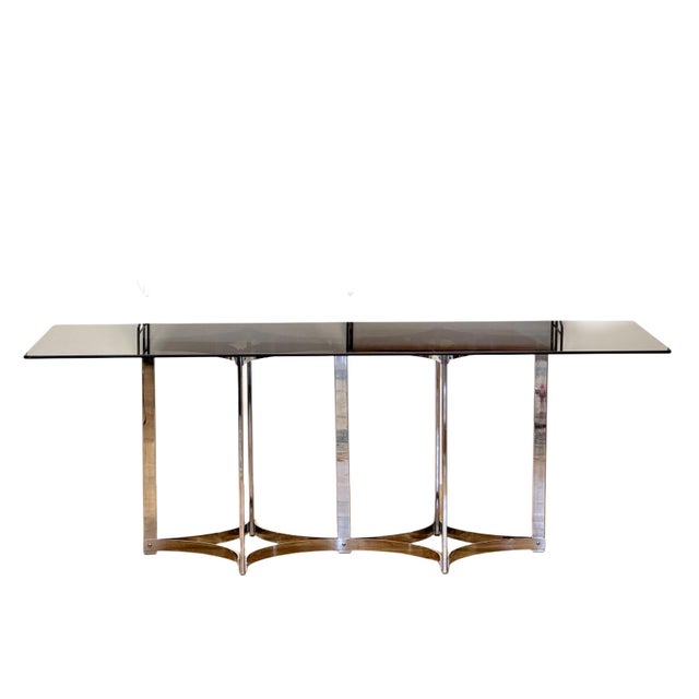 Mid-Century Modern Chrome & Smoked Glass Dining Table by Richard Young for Merrow Associates, 1970s For Sale - Image 16 of 18