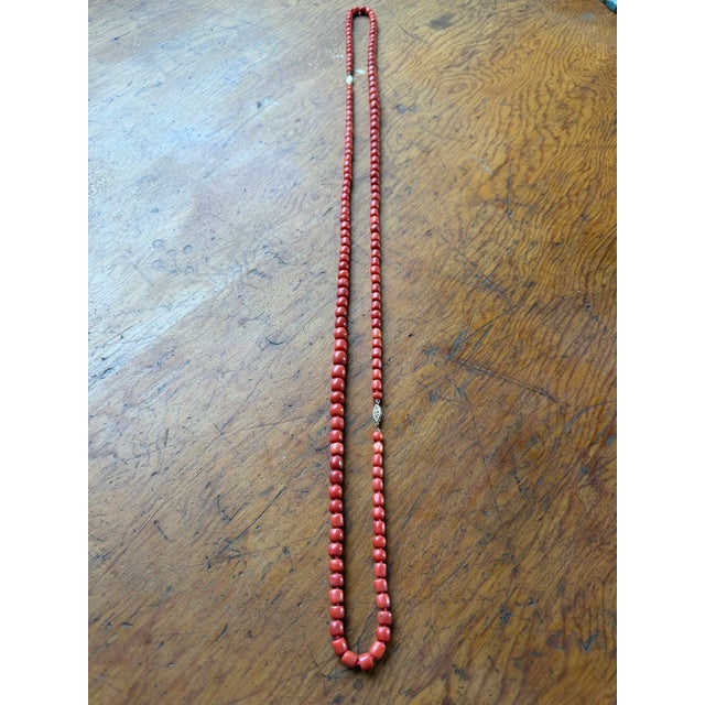 Genuine Red Coral Necklaces, Hand-Knotted Strands in Natural Coloration, a Pair For Sale - Image 13 of 15