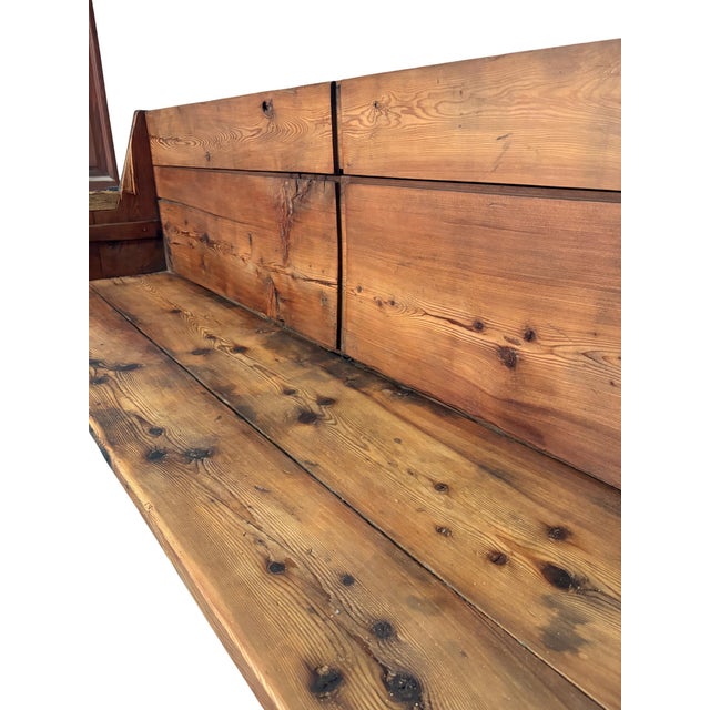 Late 19th Century Rustic Bench in Larch Wood with Backrest and Armrests For Sale - Image 4 of 5