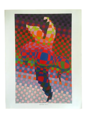 Victor Vasarely Op Art Modernist Offset Lithograph Print " Harlequin " 1936