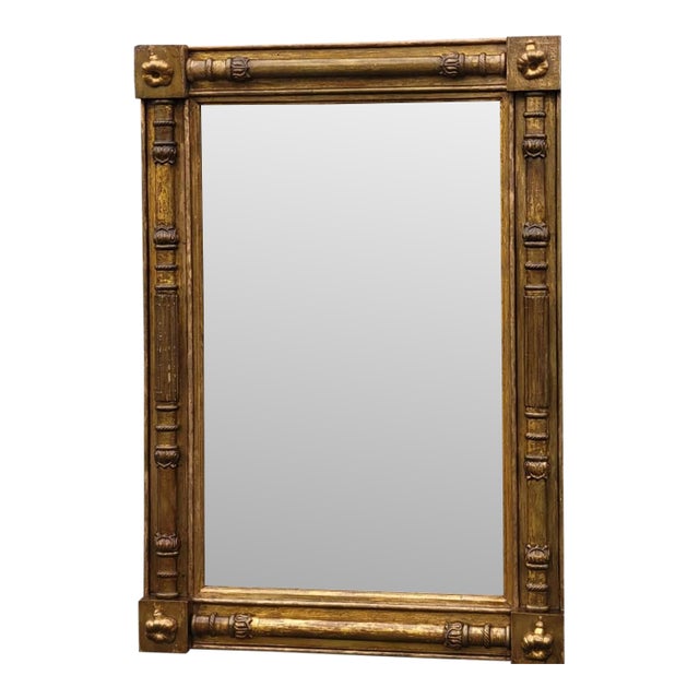 Antique American Federal Giltwood Wall Mirror c.1820 Original 19th Century Gold For Sale