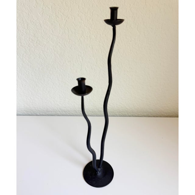 Postmodern Wrought Iron Wavy Candle Holder For Sale - Image 4 of 8