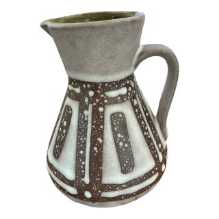 1960s Jasba Keramik West Germany Pottery Pitcher Fat Lava For Sale