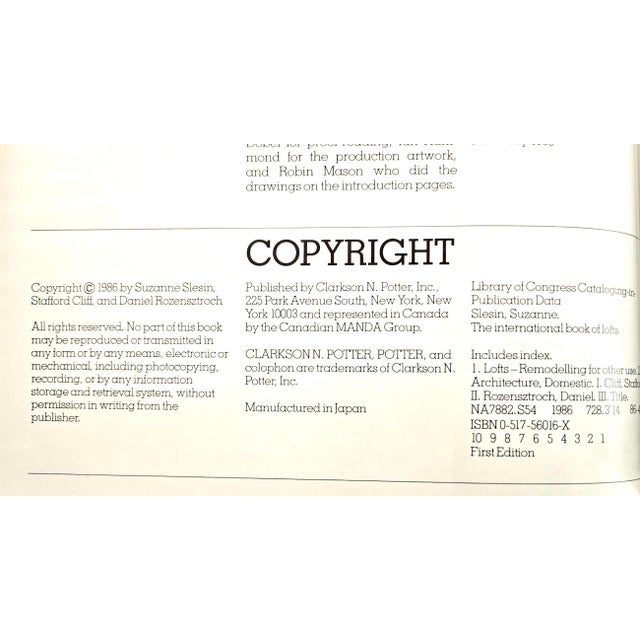 1986 1st Edition, "The International Book of Lofts", by Suzanne Slesin, Stafford Cliff, and Daniel Rozensztroch For Sale - Image 17 of 18