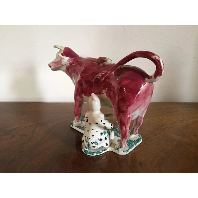19th Century English Pearlware Pink Luster Cow Form Creamer For Sale - Image 9 of 11