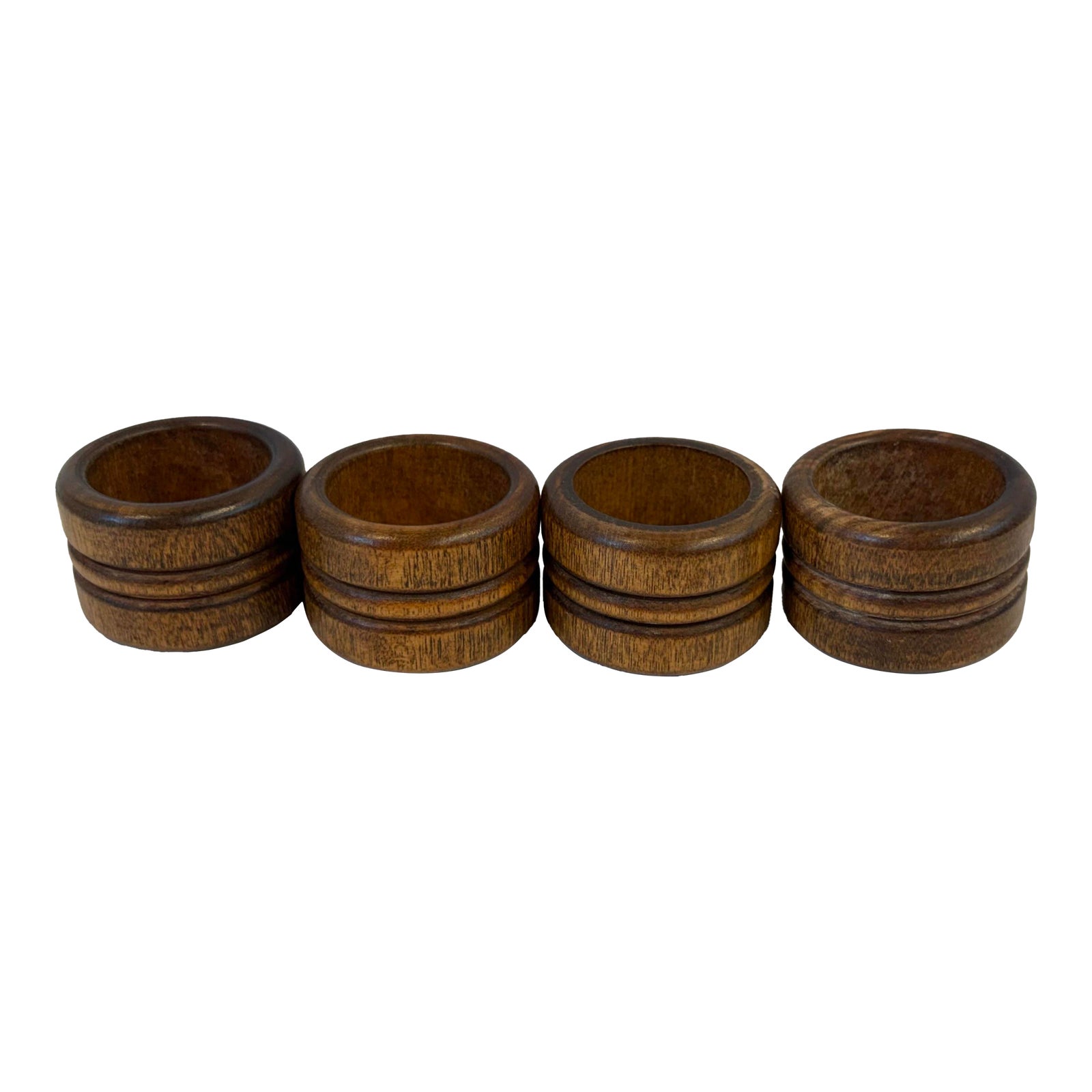 Vintage Wooden Napkin Rings - Set of 4 | Chairish