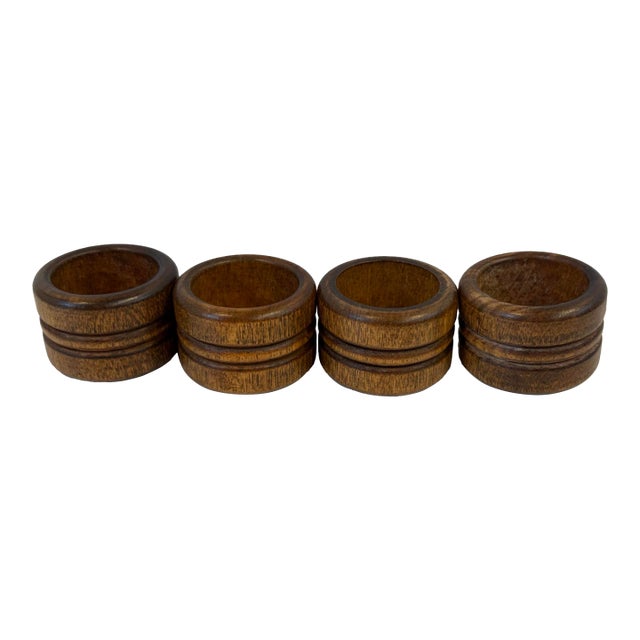 Vintage Wooden Napkin Rings - Set of 4 For Sale
