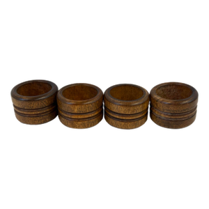 Vintage Wooden Napkin Rings - Set of 4
