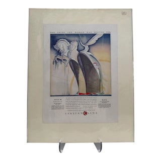1932 Original Italian Line Advertising, Giovanni Patrone Art Deco, Matted For Sale