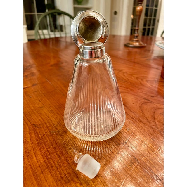 Traditional 1920s Cut Glass Perfume Bottle With Sterling Silver Top For Sale - Image 3 of 7