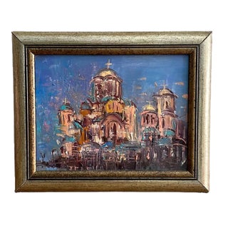 Impressionist Russian Orthodox Church Painting For Sale