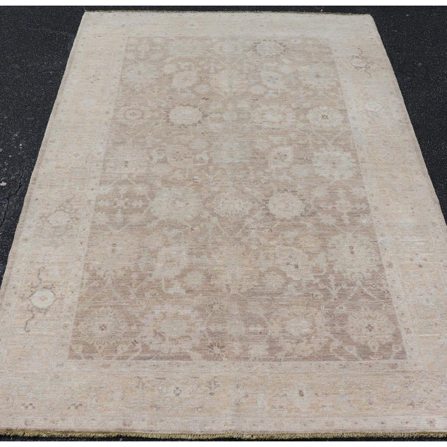 Modern Tabriz Rug by Keivan Woven Arts in Warm Taupe and Soft Cream 5'3 X 7'10 For Sale In Atlanta - Image 6 of 13