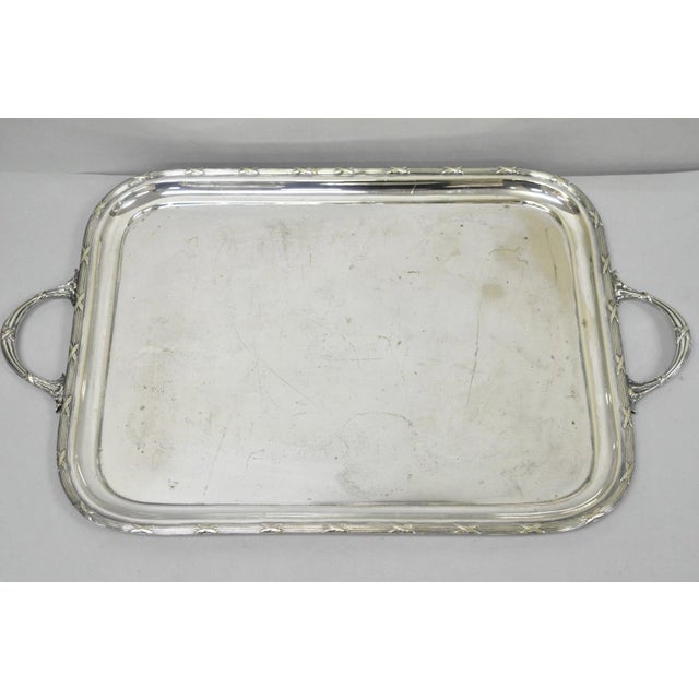 Antique Waring & Gillow English Edwardian LRG Silver Plated Serving Platter Tray For Sale - Image 14 of 14