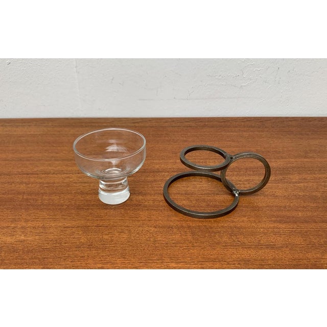 Danish Minimalist Candleholder in Metal and Glass, 1960s, in Very Good conditions. Designed 1960 to 1969