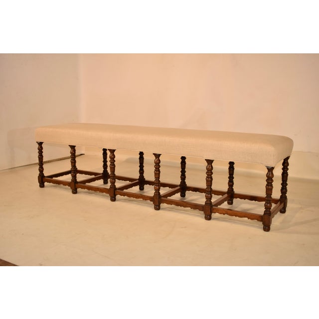 French Provincial 19th Century French Long Upholstered Bench For Sale - Image 3 of 7