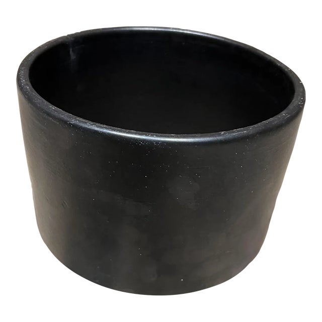 1960s Vintage Gainey Architectural Pottery Matte Black Planter Mid-Century Mod For Sale