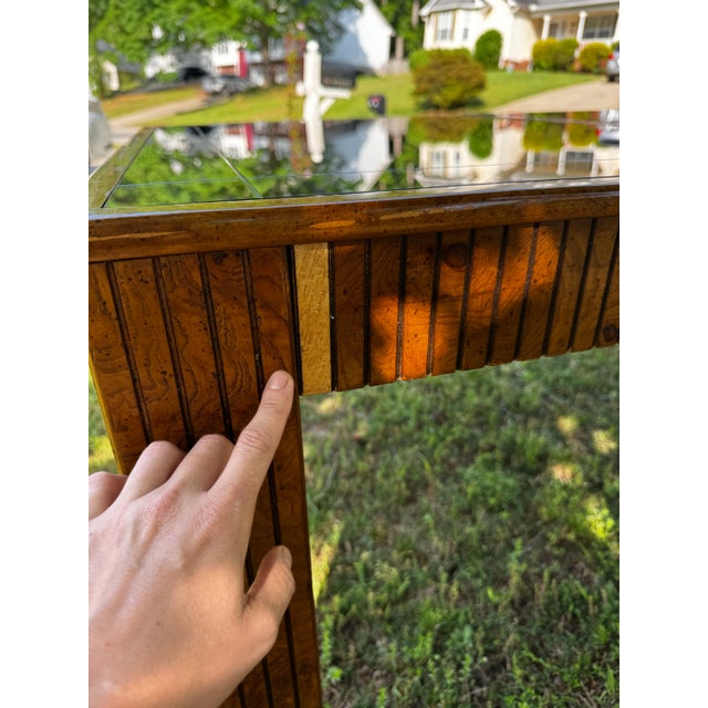 American of Martinsville 1980s American of Martinsville Burl Wood and Smoked Glass Dining Table For Sale - Image 4 of 5