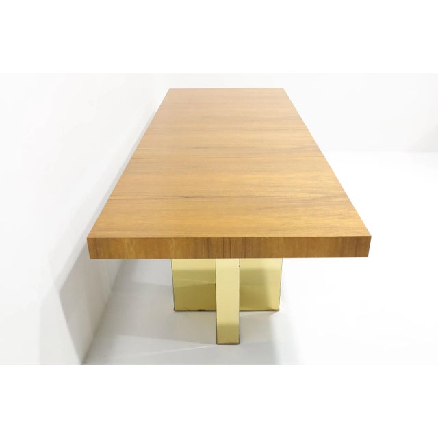 Milo Baughman Walnut and Brass Base Dining Table For Sale - Image 10 of 12