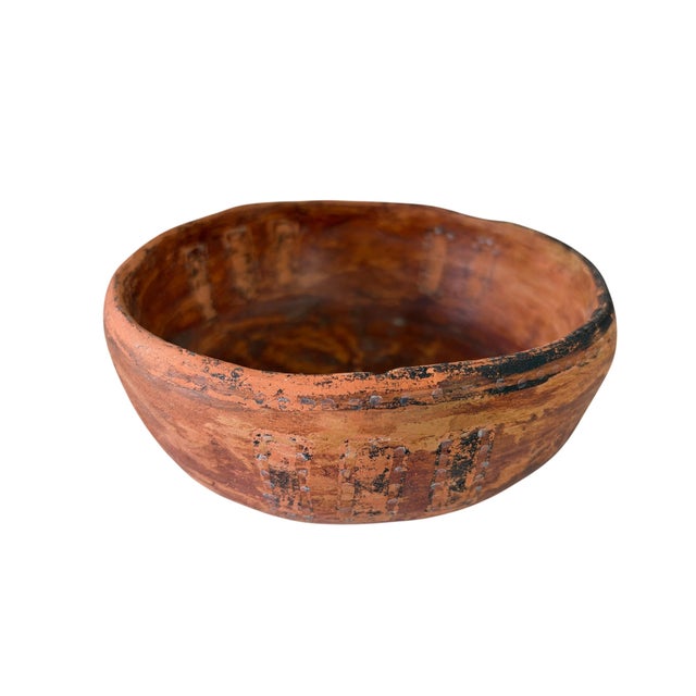 1940s Vintage Amazonian Wauja Indigenous Redware Ceramic Bowl Brazil For Sale - Image 5 of 7