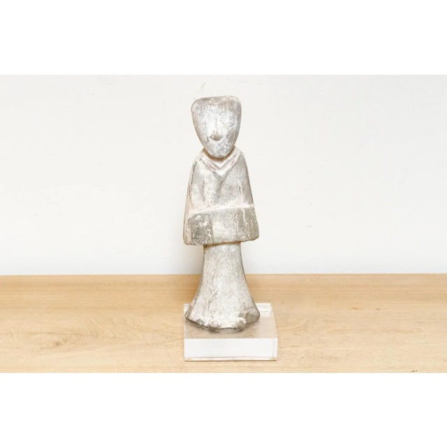 Chinese Antique White Court Lady Pottery Figure For Sale - Image 3 of 8