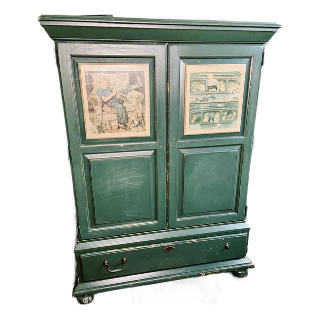 Vintage Stanley Furniture Norman Rockwell Collection Armoire | Saturday Evening Post Cabinet For Sale