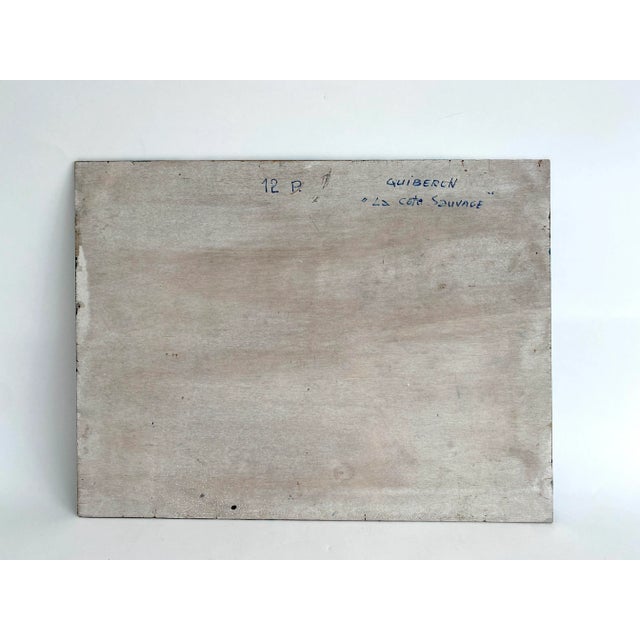 French La Cote Sauvage Seascape Oil Painting 1985 For Sale - Image 4 of 5