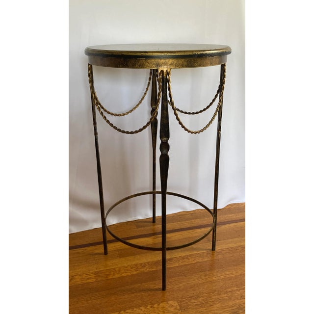 Vintage Art and Commerce Dallas Wrought Iron and Wood Top Guéridon Table For Sale - Image 9 of 9