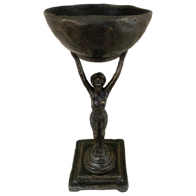Bronze Female Figure Holding a Cup For Sale - Image 9 of 9