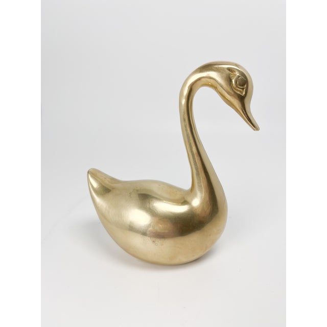 Hollywood Regency Vintage 5" Solid Brass Swan For Sale - Image 3 of 10